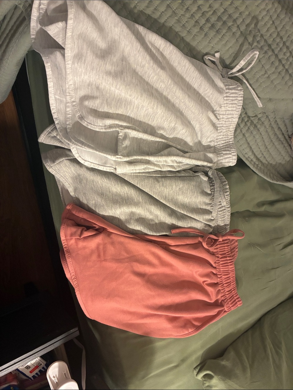Women's Casual Drawstring Shorts - White, Light Gray & Coral